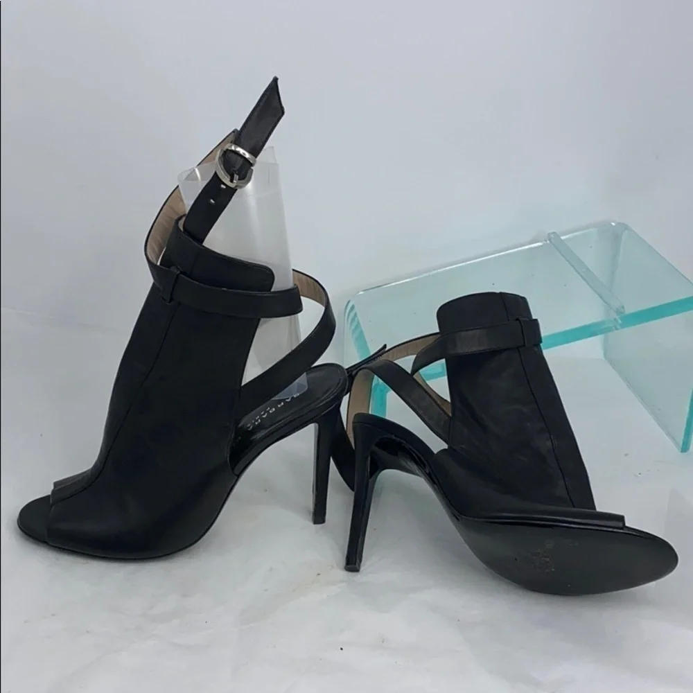 Barbara Bui Sz 38 Black Leather Ankle Wrap Heels